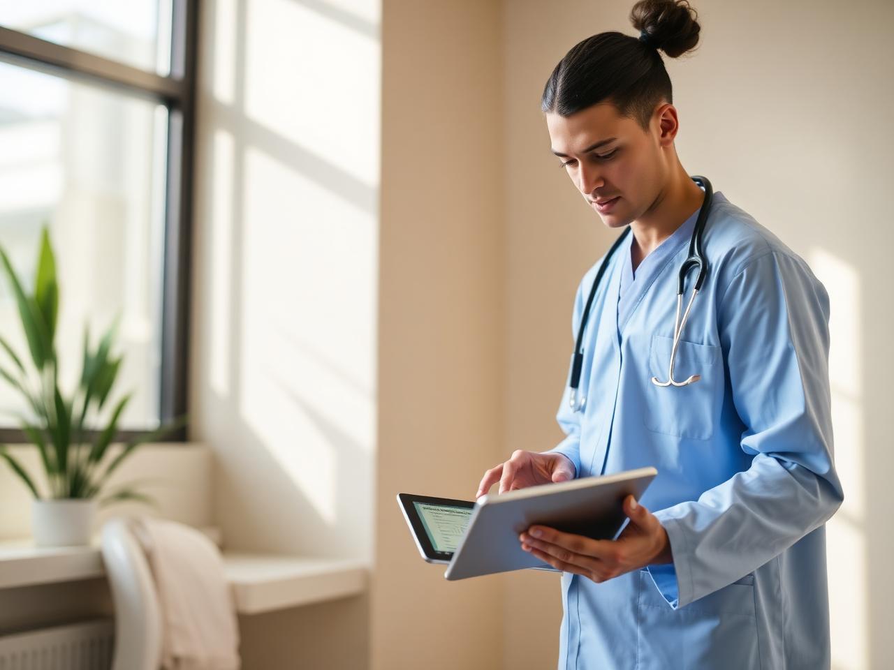 Clinician using CareTrackAI dashboard